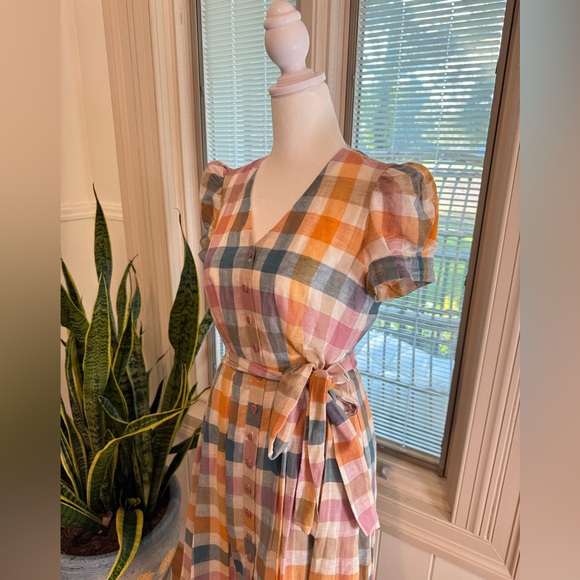 Gal Meets Glam Poppy Check Plaid Colorful Dress - Picture 4 of 8